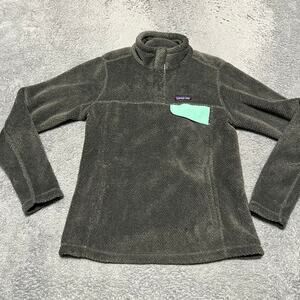PATAGONIA Re-Tool Snap-T Fleece Jacket Womens Size Small Gray Fuzzy